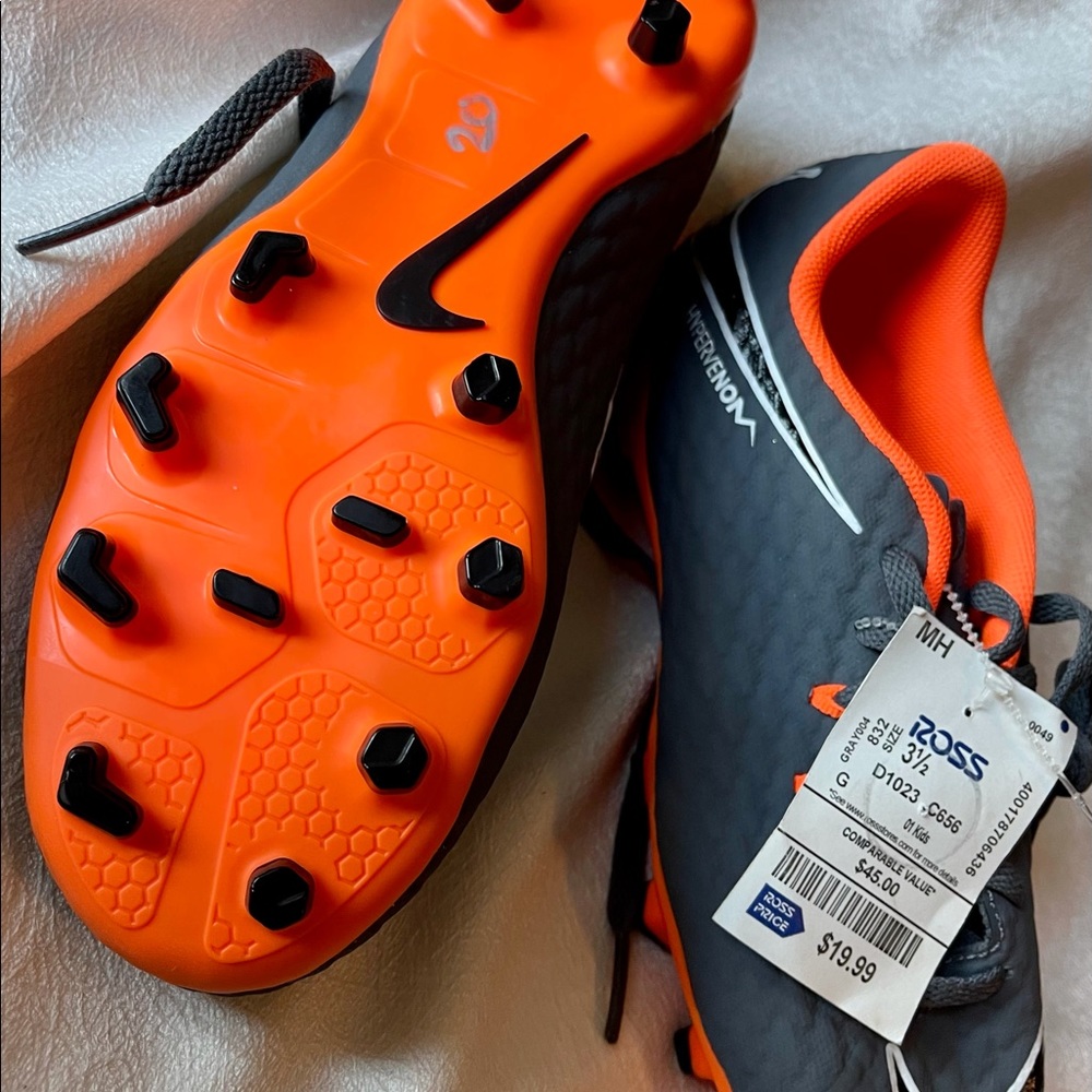 Neon orange and gray Nike Soccer cleats size 3.5 Y
